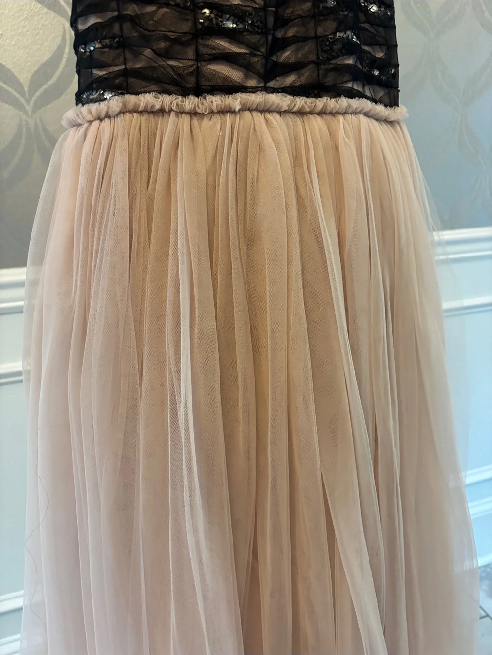 Ooh! La, La! Couture Black Sequin Bodice with Blush Tulle Skirt